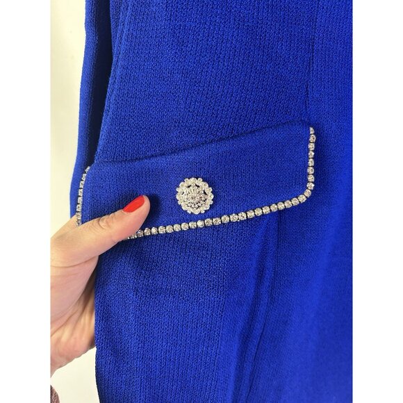 St. John Evening Marie Gray Santana Knit Embellished Blazer Jacket - Picture 3 of 7